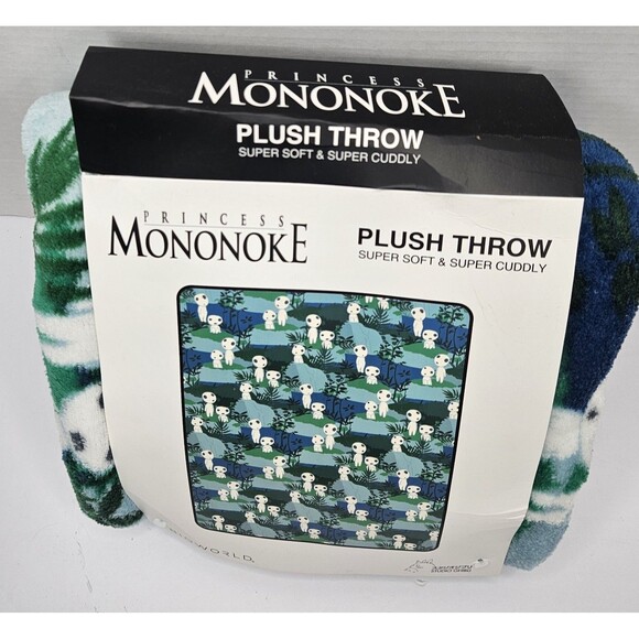 Studio Ghibli Princess Mononoke Throw Blanket Kodama Forest Spirits  45"×60" - Picture 2 of 6